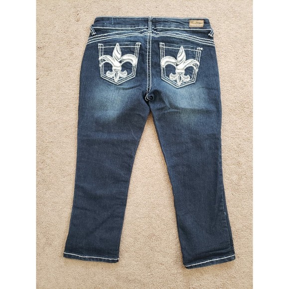 Reign Blue Denim Embroidered Cropped Jeans Pants Nina Women's Sz 5 - Picture 3 of 13